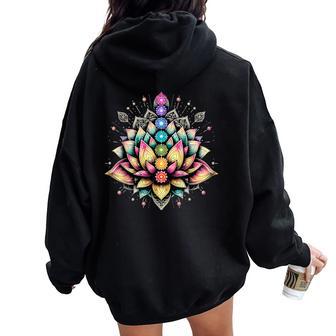 Chakra Lotus Flower Spiritual Yoga Lover Women Oversized Hoodie Back Print - Thegiftio UK