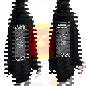 Chat Humour Fille Enfant Allergique Aux Gens Sweat à capuche oversize pour femme avec imprimé dans le dos - Cadeauxyz