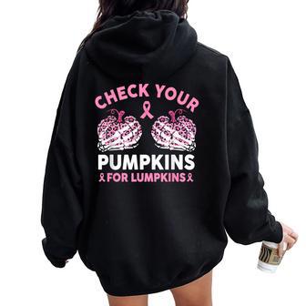 Check Your Pumpkins Breast Cancer Awareness Halloween Women Women Oversized Hoodie Back Print - Thegiftio UK