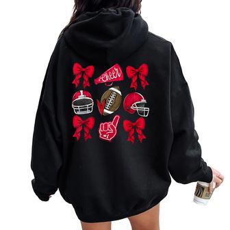 Cheer Football Coquette Bow Football Mom Game Day Women Women Oversized Hoodie Back Print - Thegiftio UK