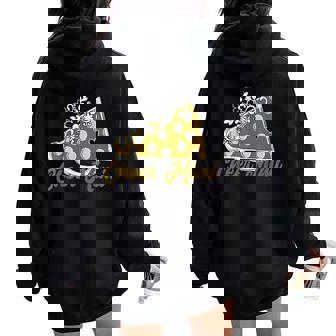 Cheer Mimi Gold Megaphone With Heart Flower Accent Women Oversized Hoodie Back Print - Monsterry