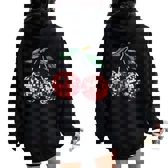Cherries Disco Aesthetic 70S Groovy Mirrored Ball Queen Women Oversized Hoodie Back Print - Thegiftio UK