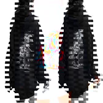 Cheval Equitation Cavaliere Cadeau Homme Enfant Noel Sweat à capuche oversize pour femme avec imprimé dans le dos - Cadeauxyz