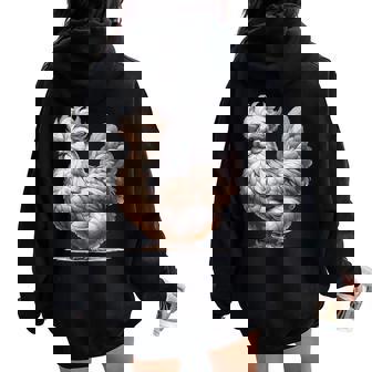 Chicken Graphic For Chicken Lover Polish Chicken Women Oversized Hoodie Back Print - Thegiftio