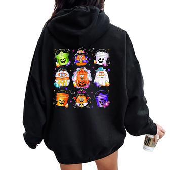 Chicken Nuggets Pumpkin Halloween 90'S Vintage Women Oversized Hoodie Back Print - Thegiftio UK