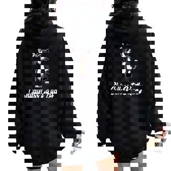 Childless Cat Lady -Tuxedo Cat Raising Paw- Cute Women Oversized Hoodie Back Print - Thegiftio