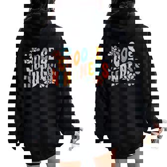 Choose Kindness Vintage Retro Groovy Be Kind Inspirational Women Oversized Hoodie Back Print - Thegiftio UK