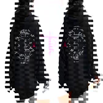 Christian Breast Cancer Awareness Faith Luke 1 Women Oversized Hoodie Back Print - Monsterry
