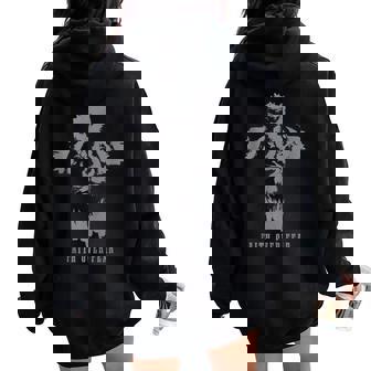 Christian Lion Cross Faith Over Fear Bible Jesus Religious Women Oversized Hoodie Back Print - Monsterry