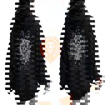 Christian Lion Faith Over Fear Bible Jesus Religious Bible Women Oversized Hoodie Back Print - Monsterry