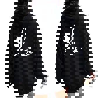Classic White Comma La Women Oversized Hoodie Back Print - Thegiftio UK