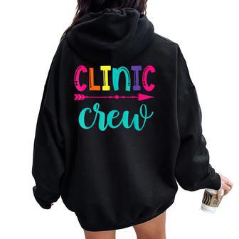 Clinic Crew Nurse Appreciation Essential Worker School Nurse Women Oversized Hoodie Back Print - Monsterry