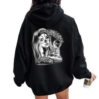 Clown Girl Payasa X Chicano Low Rider Gangster Blackwork Women Oversized Hoodie Back Print - Thegiftio UK
