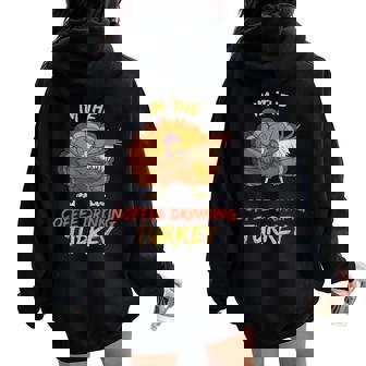 Coffee Turkey Matching Family Group Thanksgiving Party Pj Women Oversized Hoodie Back Print - Monsterry