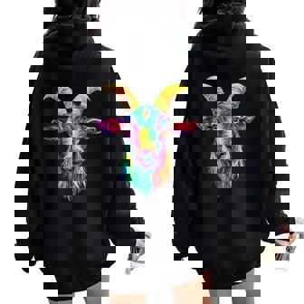 Colorful Goat Face Farm Animal Lover Black Women Oversized Hoodie Back Print | Seseable UK