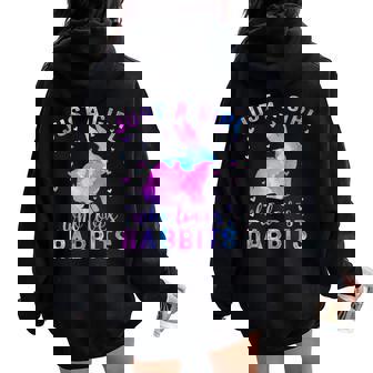 Colorful Just A Girl Who Loves Rabbits Girls Women Oversized Hoodie Back Print - Thegiftio