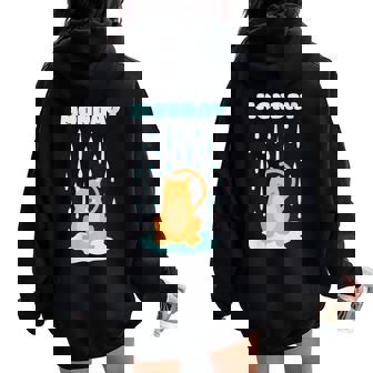 Cool Monday Cat Rain Bad Mood Animal Women Oversized Hoodie Back Print - Monsterry