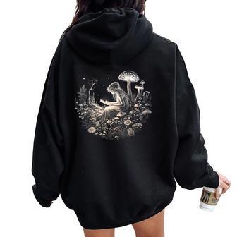 Cottagecore Fairy Mushroom Reading Women Oversized Hoodie Back Print - Thegiftio UK