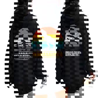 Coucher De Soleil Mamasaurus Et Babysaurusintage Rétro Sweat à capuche oversize pour femme avec imprimé dans le dos - Cadeauxyz