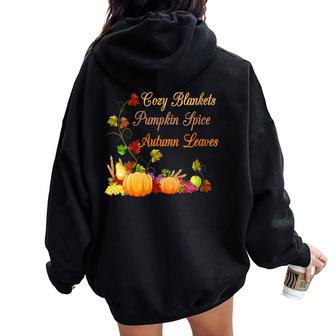 Cozy Blankets Pumpkin Spice Women's Autumn Fall Harvest Women Oversized Hoodie Back Print - Monsterry