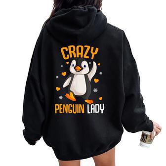 Crazy Penguin Lady Girl Women Women Oversized Hoodie Back Print - Thegiftio UK