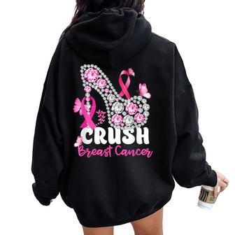 Crush Breast Cancer Awareness Bling Pink Ribbon Womens Women Oversized Hoodie Back Print - Thegiftio UK