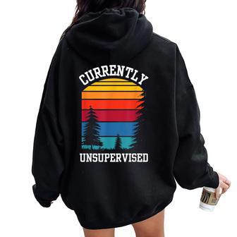 Currently Unsupervised Sayings Sarcasm Sarcastic Women Oversized Hoodie Back Print - Thegiftio UK