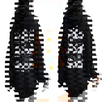 Cute Fall Bunny Ghost Costume Rabbit Lover Spooky Season Women Oversized Hoodie Back Print - Seseable