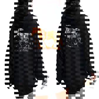 Cute Horse Lover Autumn Leaves Pony Animal Wildlife Women Oversized Hoodie Back Print | Seseable UK