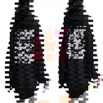 Cute Pink Coquette Bow Girly Nurse Women Oversized Hoodie Back Print - Thegiftio