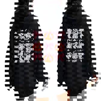 Cute Pink Coquette Bow Pumpkin Fall Autumn Halloween Women Oversized Hoodie Back Print - Thegiftio