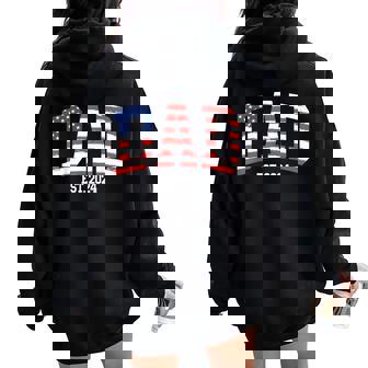 Dad Mom Us Flag 4Th Of July Wedding Couples Matching Women Oversized Hoodie Back Print - Thegiftio UK
