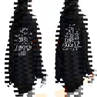Dancing Skeleton Dry Bones Come Alive Halloween Christian Women Oversized Hoodie Back Print | Mazezy