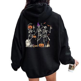 Dancing Skeleton For Happy Halloween Skull Women Oversized Hoodie Back Print - Thegiftio UK