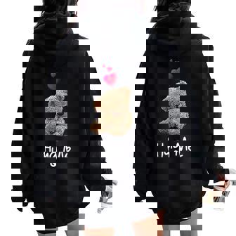 De Osito De Peluche Con Texto En Inglés Hug Me Teddy Cuello Women Oversized Hoodie Back Print - Regaloses