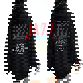 Dessin Instrument De Musique De Jazz Trompette Sweat à capuche oversize pour femme avec imprimé dans le dos - Cadeauxyz
