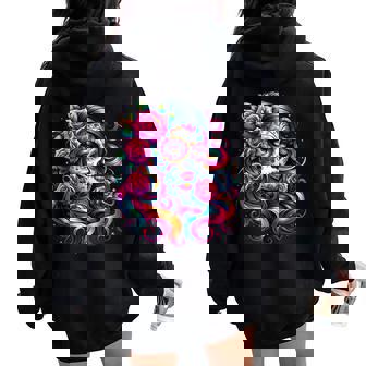 Dia De Los Muertos Mexican Day Of The Dead Floral Women Women Oversized Hoodie Back Print - Thegiftio