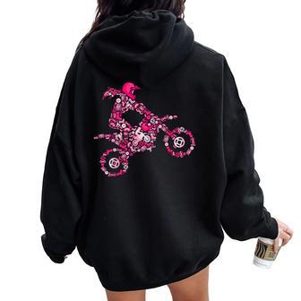 Dirt Bike Rider Motocross Dirt Biking Enduro Girls Women Women Oversized Hoodie Back Print - Thegiftio UK