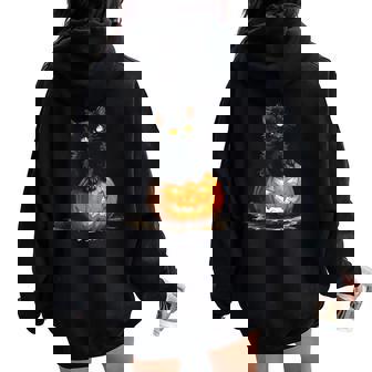 Disfraz De Calabaza De Gato Negro Para Es Hombres Niñas Y Niños Women Oversized Hoodie Back Print - Regaloses