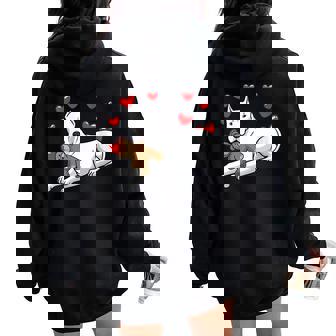 Dogue Argentin Avec Peluche Et Beaucoup De Cœurs Women Oversized Hoodie Back Print - Cadeauxyz