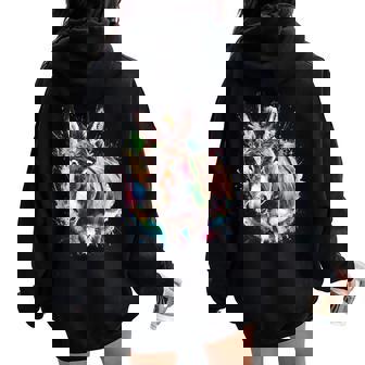 Donkey Woman Colorful Watercolor Donkey Women Oversized Hoodie Back Print | Seseable UK