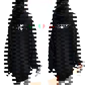 Donna Heartbeat Cuore Amore Italiaacanze Donne Italiane Uomini Con Collo A Felpa con cappuccio oversize da donna con stampa posteriore - Novitaregali
