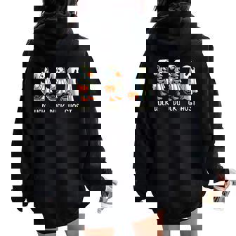 Duck Ghost Pun Trunk Or Treat Trick Or Treat Halloween Women Oversized Hoodie Back Print - Thegiftio