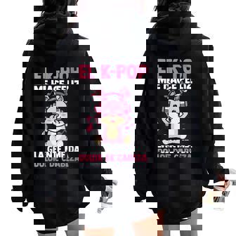 El K-Pop Me Hace Feliz Kpop Musik Cuello Women Oversized Hoodie Back Print - Regaloses