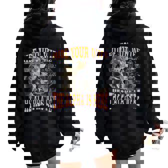 Esconde A Tu Esposa El Alfa Está Aquí Werewolf Wolf Meme Women Oversized Hoodie Back Print - Regaloses