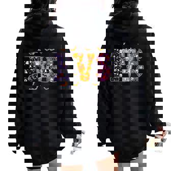 Evs Halloween Nurse Evs Cute Health Worker Halloween Pattern Women Oversized Hoodie Back Print - Thegiftio