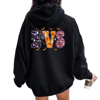 Evs Halloween Nurse Evs Cute Health Worker Halloween Pattern Women Oversized Hoodie Back Print - Thegiftio UK