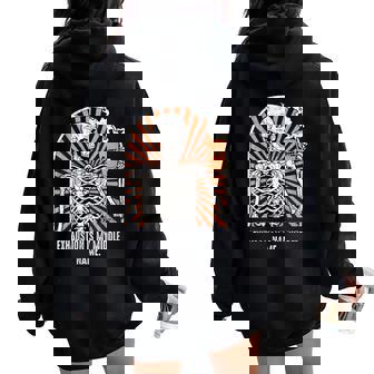 Exhaustion Is My Middle Name Coffee Skeleton Exhausted Women Oversized Hoodie Back Print - Monsterry