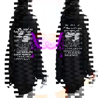 Faith Hope Love Purple Butterfly Cluster Headaches Awareness Women Oversized Hoodie Back Print - Monsterry