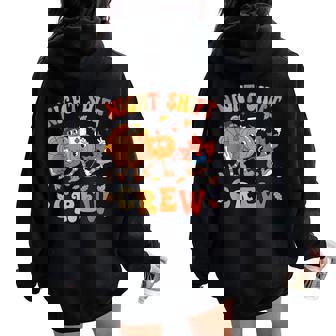 Fall Night Shift Crew Thanksgiving Pumpkin Retro Nurse Women Oversized Hoodie Back Print | Mazezy